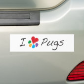 dierenvriend_I Heart Pugs Bumpersticker (Op auto)