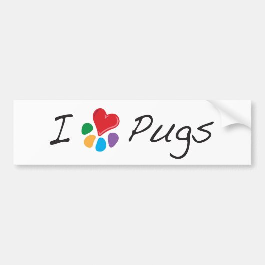 dierenvriend_I Heart Pugs Bumpersticker (Voorkant)