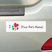 dierenvriend_I sjabloon hart Bumpersticker (Op auto)