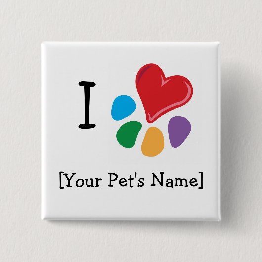 dierenvriend_I sjabloon hart Vierkante Button 5,1 Cm (Voorkant)