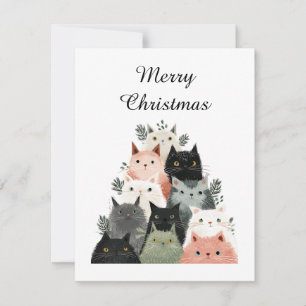 Dierenvriend Kerstboom met Moppige Katten Feestdagenkaart