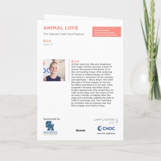 Dierenvriend - Kinder kunst voor CHOC Bedankkaart (Achterkant)