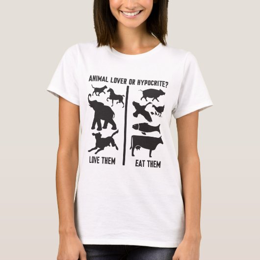 dierenvriend of hypocriet? t-shirt (Voorkant)