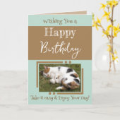 Dierenvriend voegt foto bruine groene verjaardag t kaart (Gele Bloem)