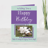 Dierenvriend voegt foto paarse groene verjaardag t kaart (Voorkant)