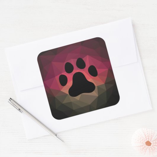 Dierenvriendelijk ontwerp, hond-/kattenpoot, voeta vierkante sticker (Envelop)