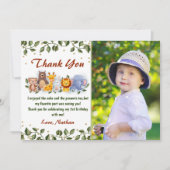 Dierenvriendelijke dierentuin, Greenery Birthday F Bedankkaart (Voorkant)