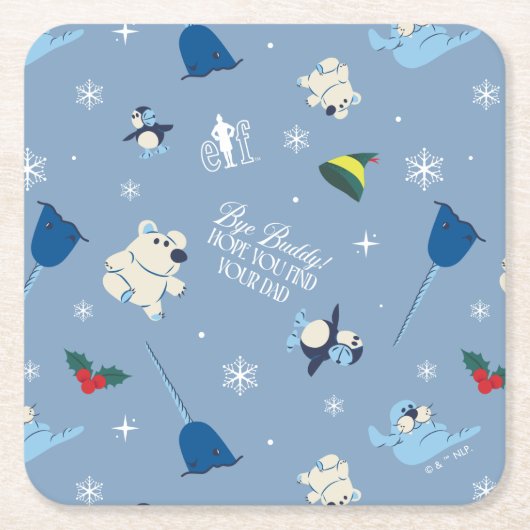 Dierenvrienden "Bye Buddy" Winterpatroon Kartonnen Onderzetters (Voorkant)