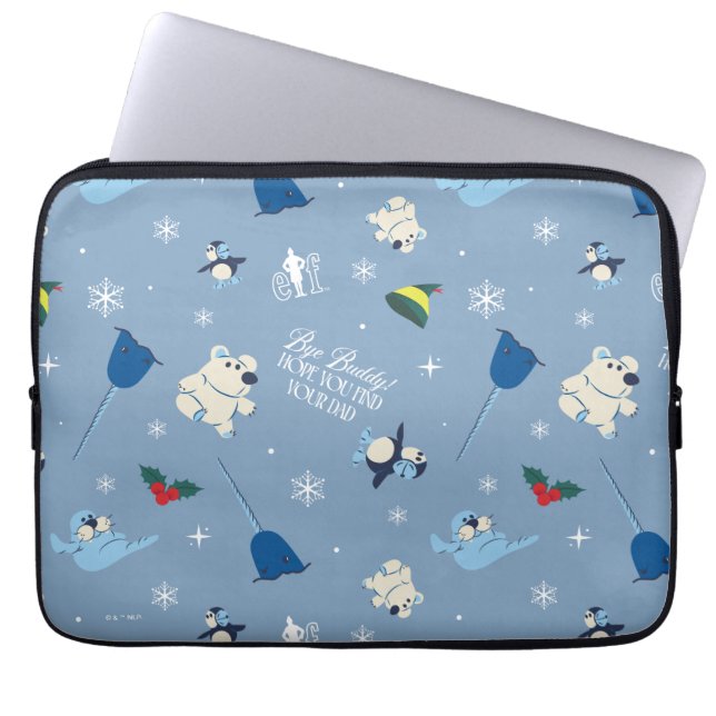 Dierenvrienden "Bye Buddy" Winterpatroon Laptop Sleeve (Voorkant)