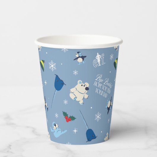 Dierenvrienden "Bye Buddy" Winterpatroon Papieren Bekers (Achterkant)