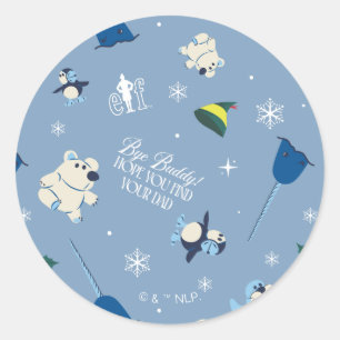 Dierenvrienden "Bye Buddy" Winterpatroon Ronde Sticker