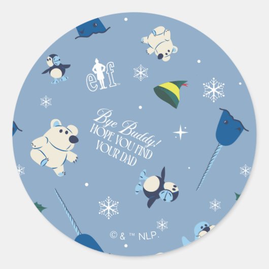 Dierenvrienden "Bye Buddy" Winterpatroon Ronde Sticker (Voorkant)