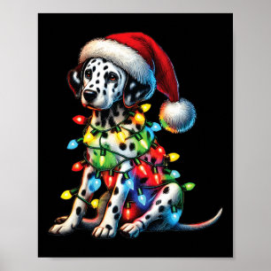 Dierenvrienden Dalmatische Hond Santa Hat Christma Poster