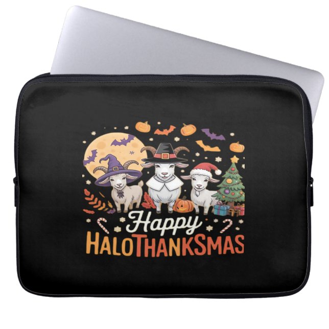 Dierenvrienden-eigenaars Happy Hallothanksmas Esse Laptop Sleeve (Voorkant)