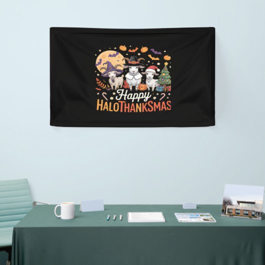 Dierenvrienden-eigenaars Happy Hallothanksmas Esse Spandoek (Beurs)