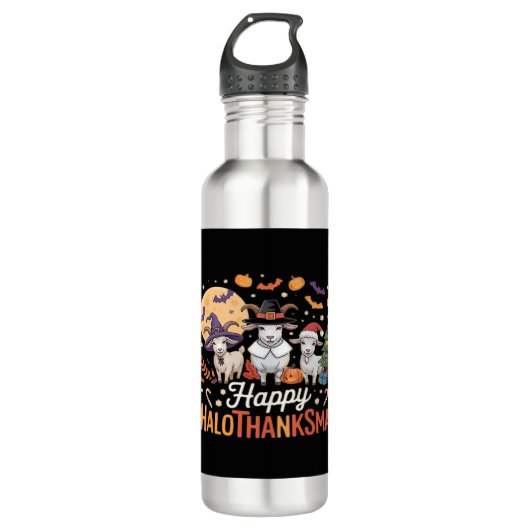 Dierenvrienden-eigenaars Happy Hallothanksmas Esse Waterfles (Voorkant)