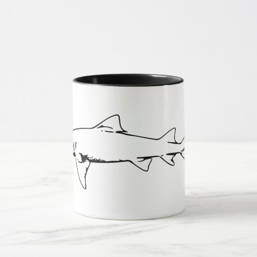 dierenvrienden | Illustratie zwarte en witte haai Mok (Midden)