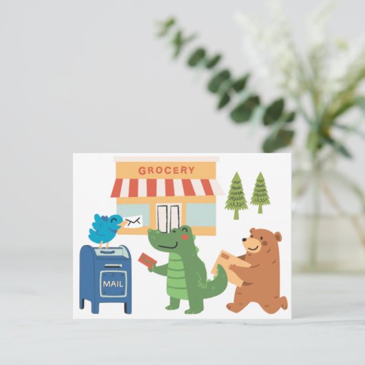 Dierenvrienden in het Mailbox briefkaart (Staand voorkant)