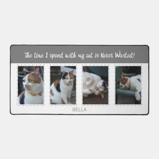 Dierenvrienden katten 4 fotonaam wit grijs bureaumat (Voorkant)