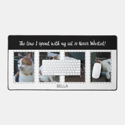 Dierenvrienden katten 4 fotonaam wit zwart bureaumat (Keyboard & Muis)
