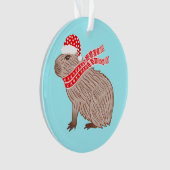 Dierenvrienden met kerstmis Capybara Funny Ornament (voorkant)