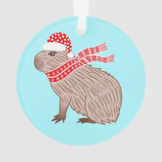 Dierenvrienden met kerstmis Capybara Funny Ornament (achterkant)