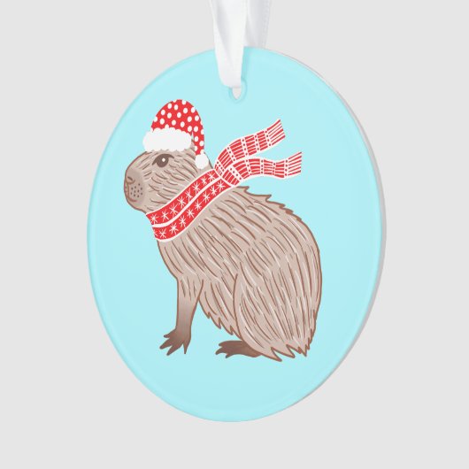 Dierenvrienden met kerstmis Capybara Funny Ornament (voorkant)