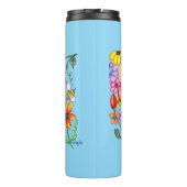 Dierenvrienden tussen de bloemen thermosbeker (Achterkant)