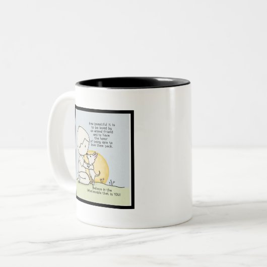 Dierenvrienden Tweekleurige Koffiemok (Voorkant links)