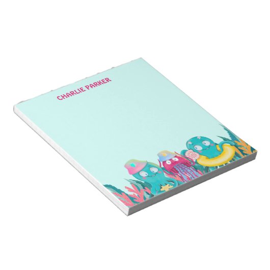 Dierenvrienden van zeeen notitieblok (Schuin)