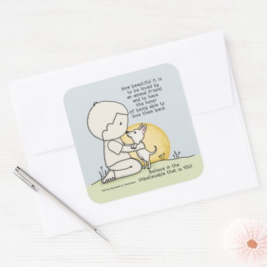 Dierenvrienden Vierkante Sticker (Envelop)