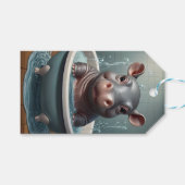 Dierenvriendjes tijdens badtijd in bad cadeaulabel (Voorkant (Horizontaal))