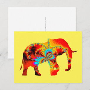 Dierenwelzijn - Elephant Silhouette Fractal 1 Briefkaart