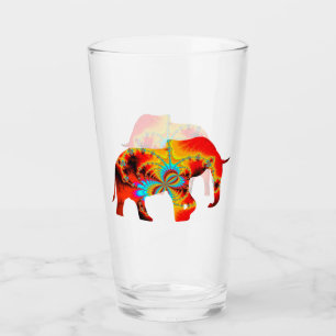 Dierenwelzijn - Elephant Silhouette Fractal 1 Glas