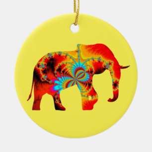 Dierenwelzijn - Elephant Silhouette Fractal 1 Keramisch Ornament