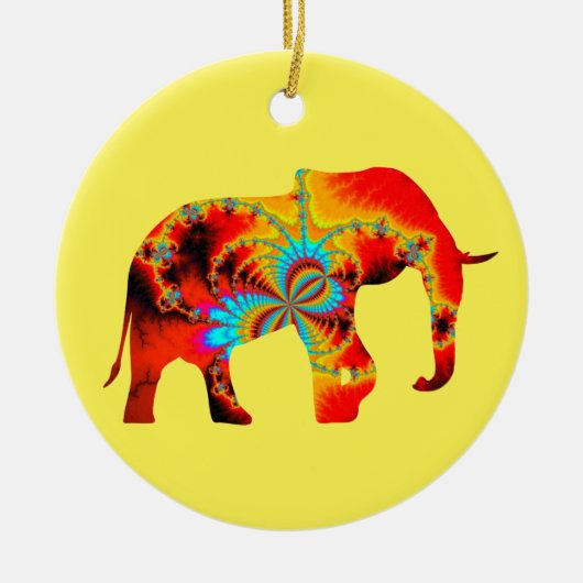 Dierenwelzijn - Elephant Silhouette Fractal 1 Keramisch Ornament (Voorkant)