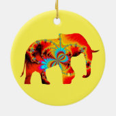 Dierenwelzijn - Elephant Silhouette Fractal 1 Keramisch Ornament (Achterkant)