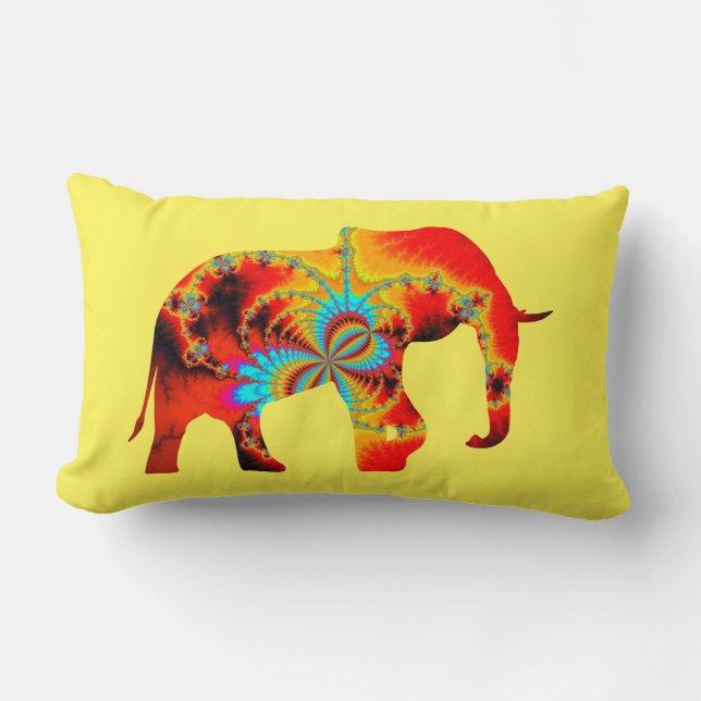 Dierenwelzijn - Elephant Silhouette Fractal 1 Kussen (Voorkant)