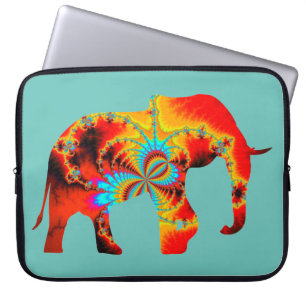 Dierenwelzijn - Elephant Silhouette Fractal 1 Laptop Sleeve