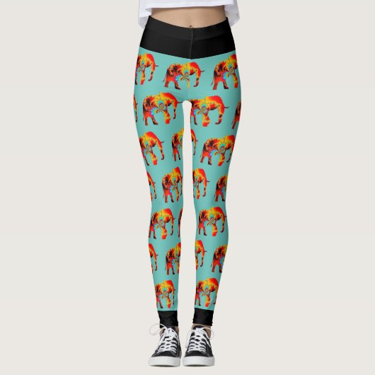 Dierenwelzijn - Elephant Silhouette Fractal 1 Leggings (Voorkant)