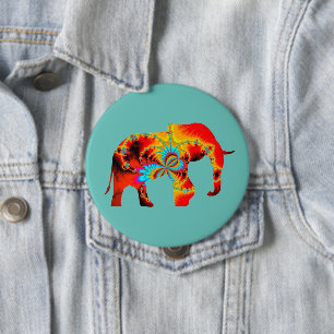 Dierenwelzijn - Elephant Silhouette Fractal 1 Ronde Button 4,0 Cm