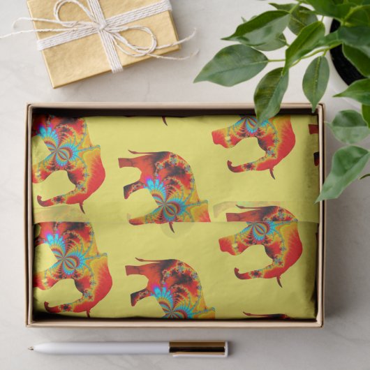 Dierenwelzijn - Elephant Silhouette Fractal 1 Tissuepapier (Geschenk)