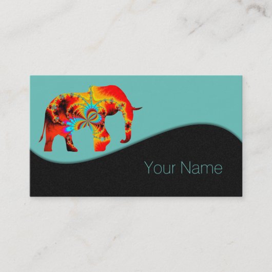 Dierenwelzijn - Elephant Silhouette Fractal 1 Visitekaartje (Voorkant)