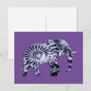 Dierenwelzijn - Elephant Silhouette Fractal 2 Briefkaart