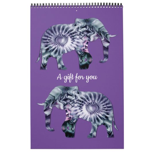 Dierenwelzijn - Elephant Silhouette Fractal 2 Kalender (Hoes)
