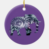 Dierenwelzijn - Elephant Silhouette Fractal 2 Keramisch Ornament (Achterkant)