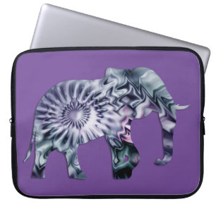 Dierenwelzijn - Elephant Silhouette Fractal 2 Laptop Sleeve