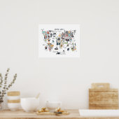 Dierenwereldkaart Poster (Keuken)
