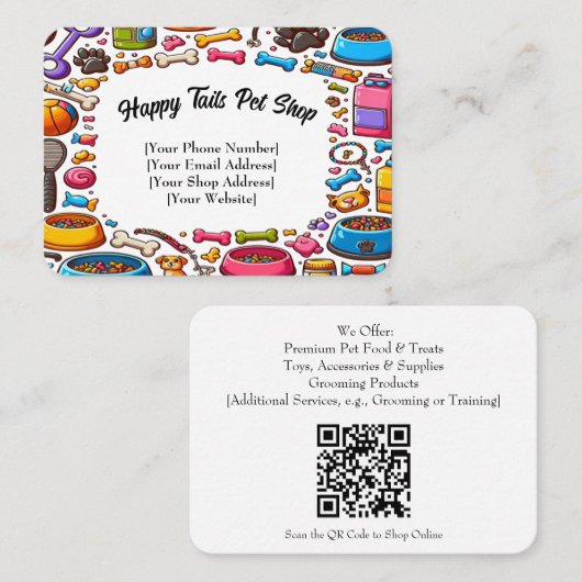  dierenwinkel Visitekaartje speels ontwerp (Voorkant / Achterkant)