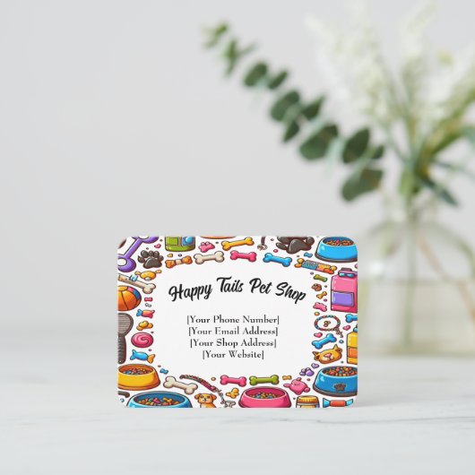 dierenwinkel Visitekaartje speels ontwerp (Staand voorkant)